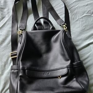 Chic Black Leather Backpack